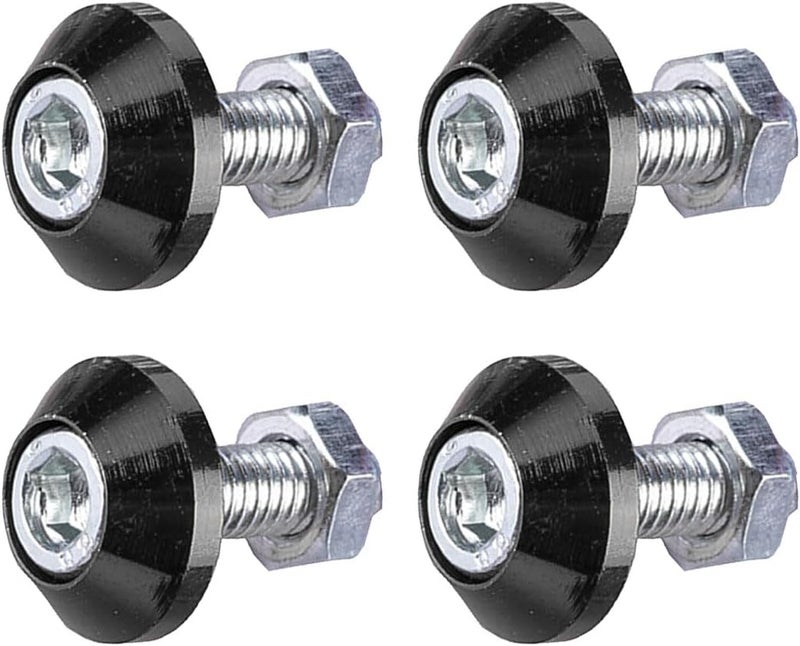 LHDOS 4PCS Motorcycle License Plate Bolts, Aluminum Alloy Car Tag License Plate Screw Decorative Kit, License Plate Frame Fastener Accessories for Most Motorcycles, Cars, Trucks (Black) - Image 1